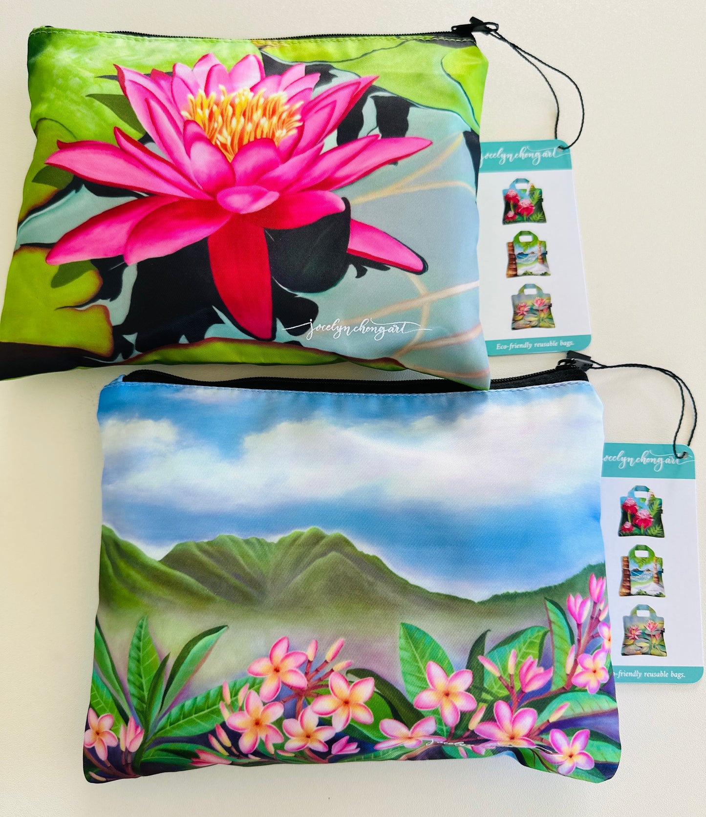 Reusable Tote Bag 3-Pack with Premium Zippered Pouch