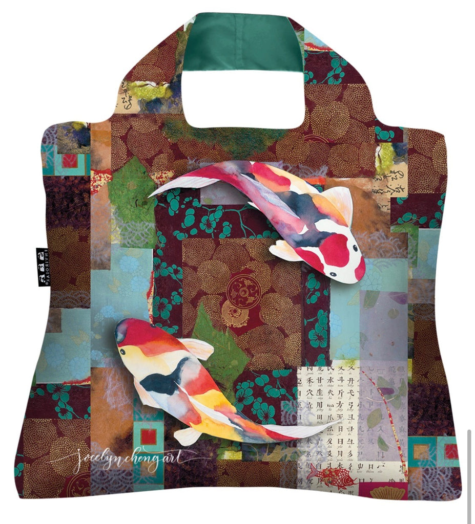 Reusable Tote Bag - Flowing in Harmony (Koi) Design
